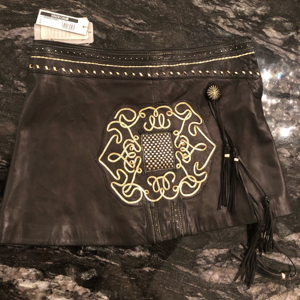 Roberto Cavalli leather skirt